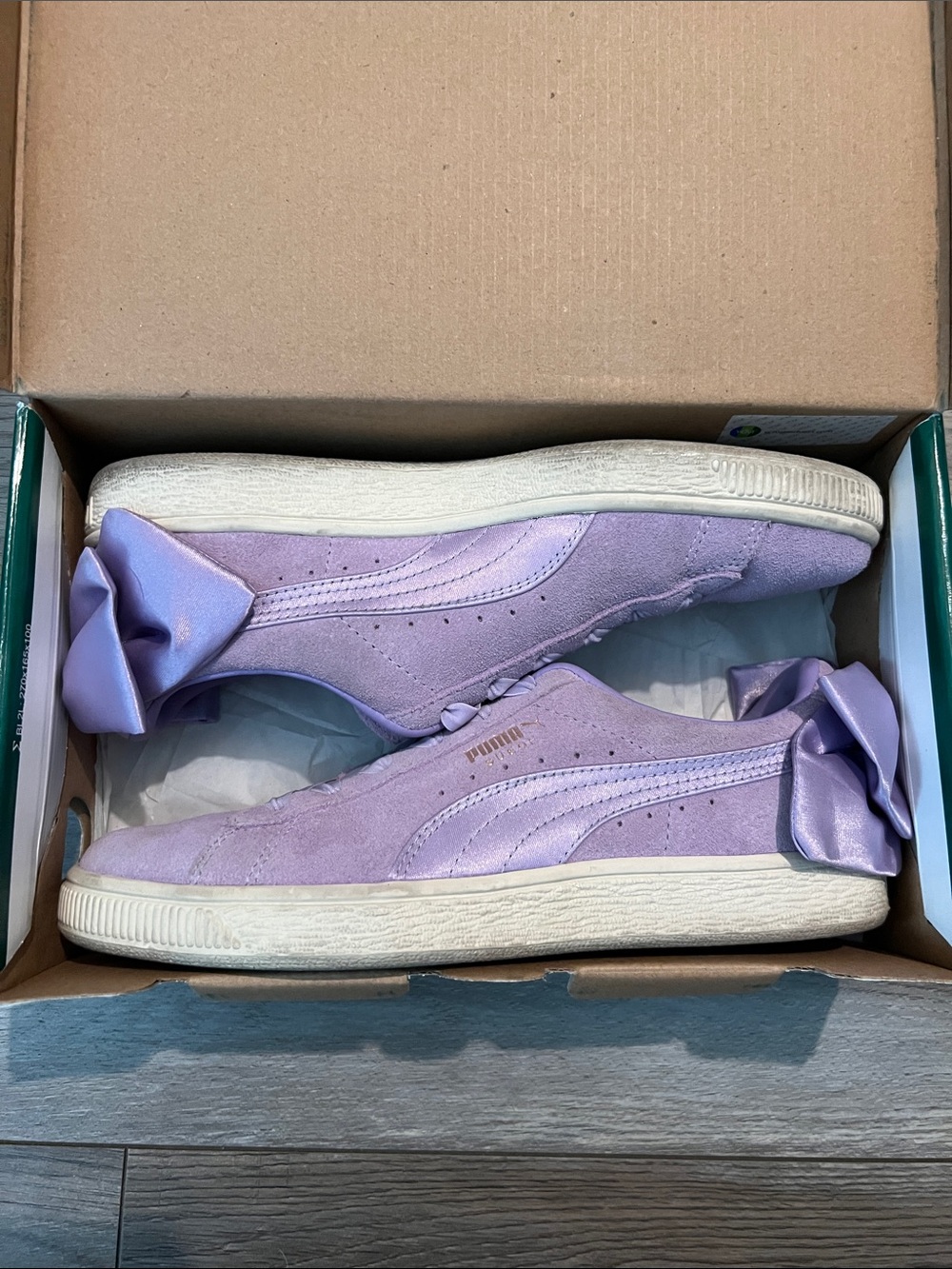 Puma Women’s Lilac Suede Ribbon-Accent Sneakers